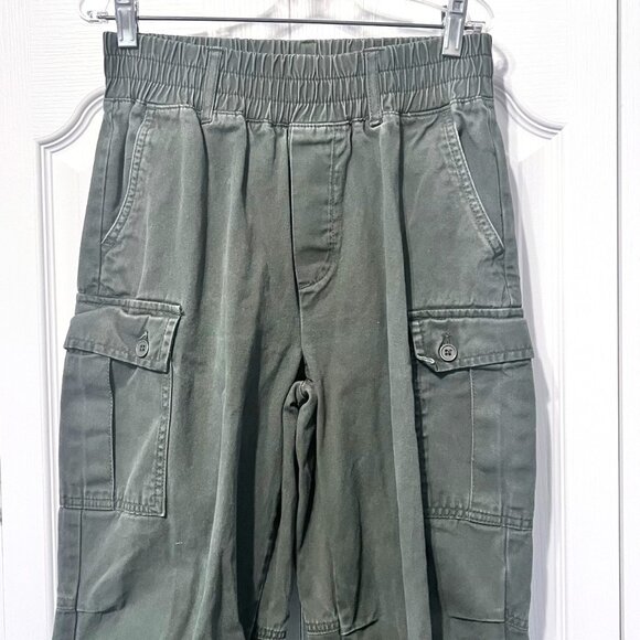 Forever 21- Size Small Jrs.  Army Green Cargo Cotton Pants-Side Pockets-Elastic - Picture 3 of 13